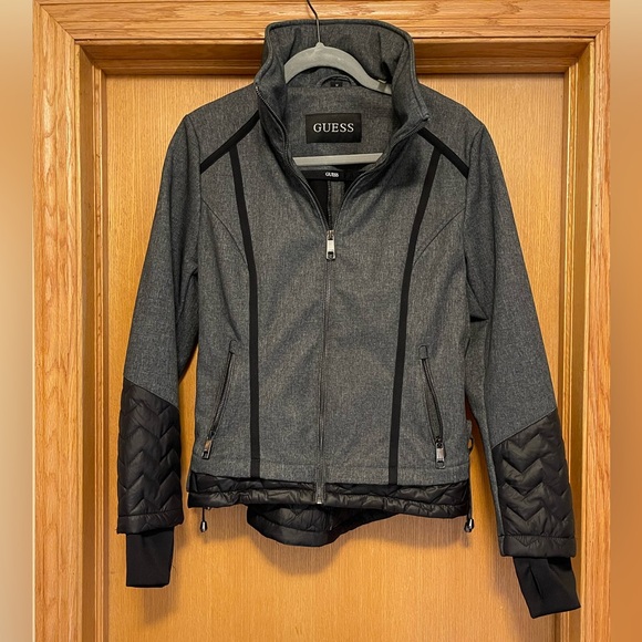 GUESS Women's Charcoal and Black Ski Jacket - Picture 1 of 10